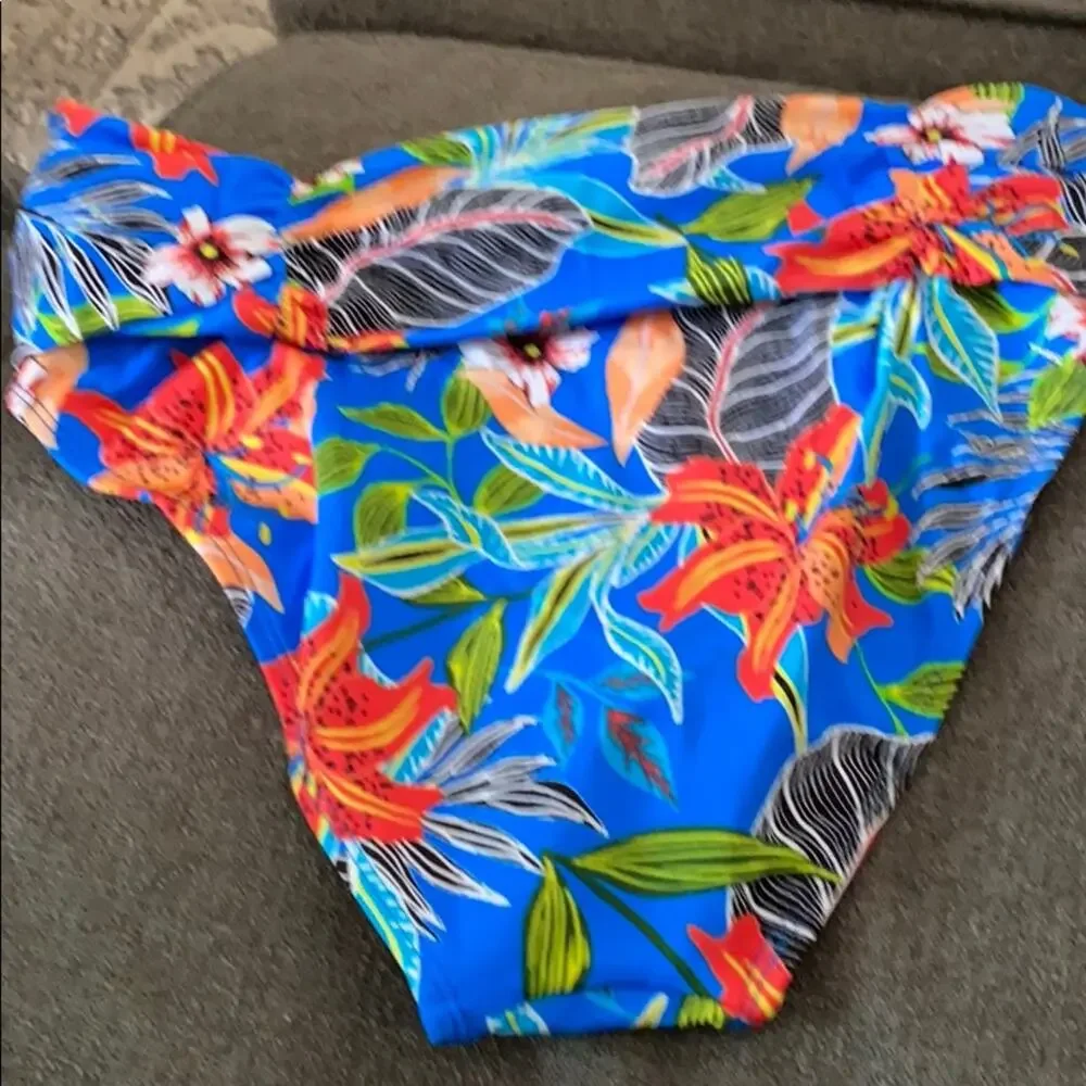 SWIMSUITS FOR ALL Blue Hawaiian foldover brief